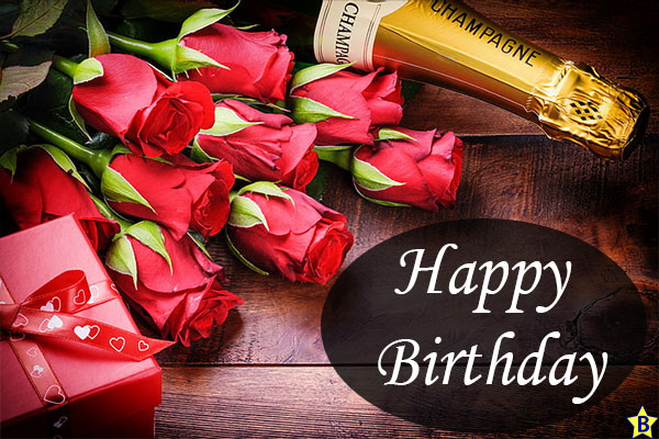 Happy birthday rose images with wine