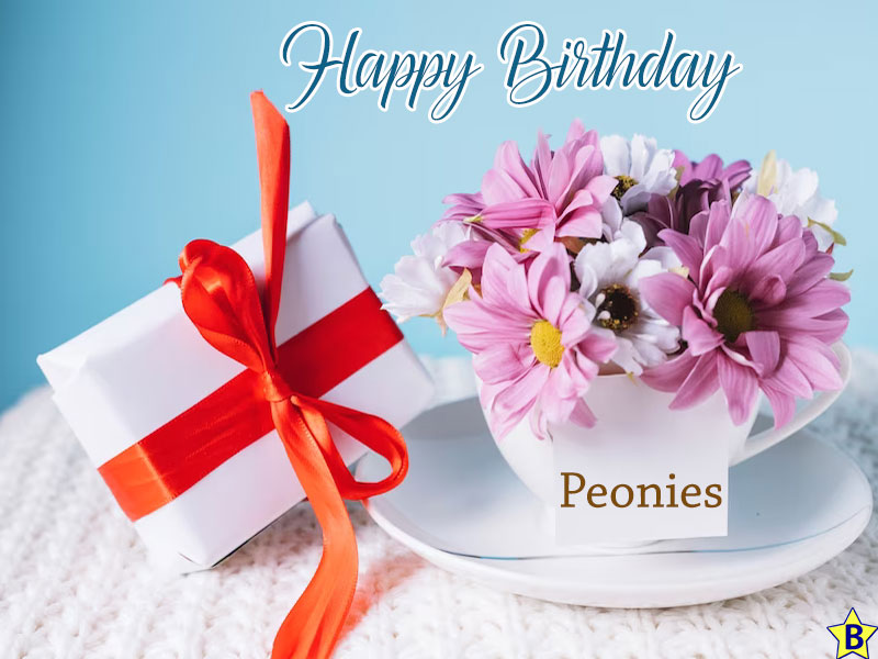 happy birthday peonies with gift images