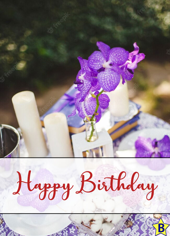 happy birthday purple flowers picture