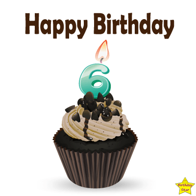 Birthday Cupcake Clipart With Six Number Candle