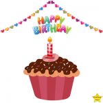 Happy Birthday Cupcake Clipart Brown