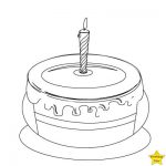 Happy birthday cake clipart black and white 1 candles