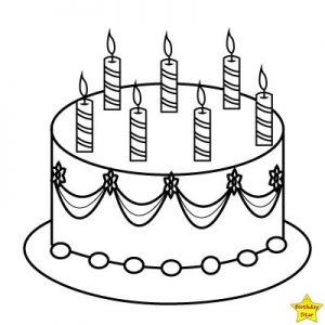 Happy birthday cake clipart black and white one layer 5 candles