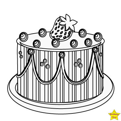 Happy birthday cake clipart black and white strawberry