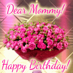 Happy birthday Mom with bunch of flowers Gif
