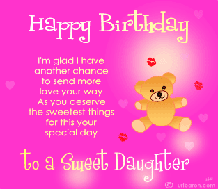 happy birthday daughter gif with teddy bear