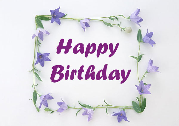 happy birthday purple frame