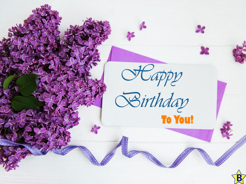 happy birthday purple flowers image