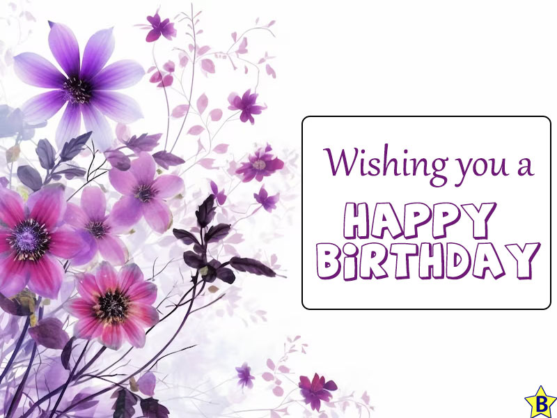 happy birthday purple flowers pic